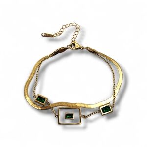 Elegant Gold and Green Bracelet
